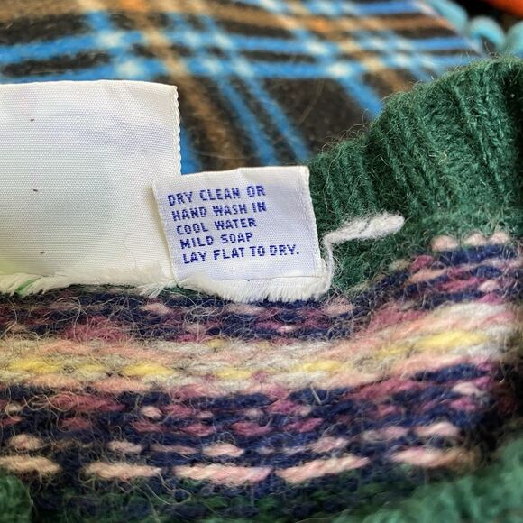 The Eagles Eye Vintage Green Sz 40 Shetland Wool Birds Eye Cardigan Sweater - Picture 10 of 10